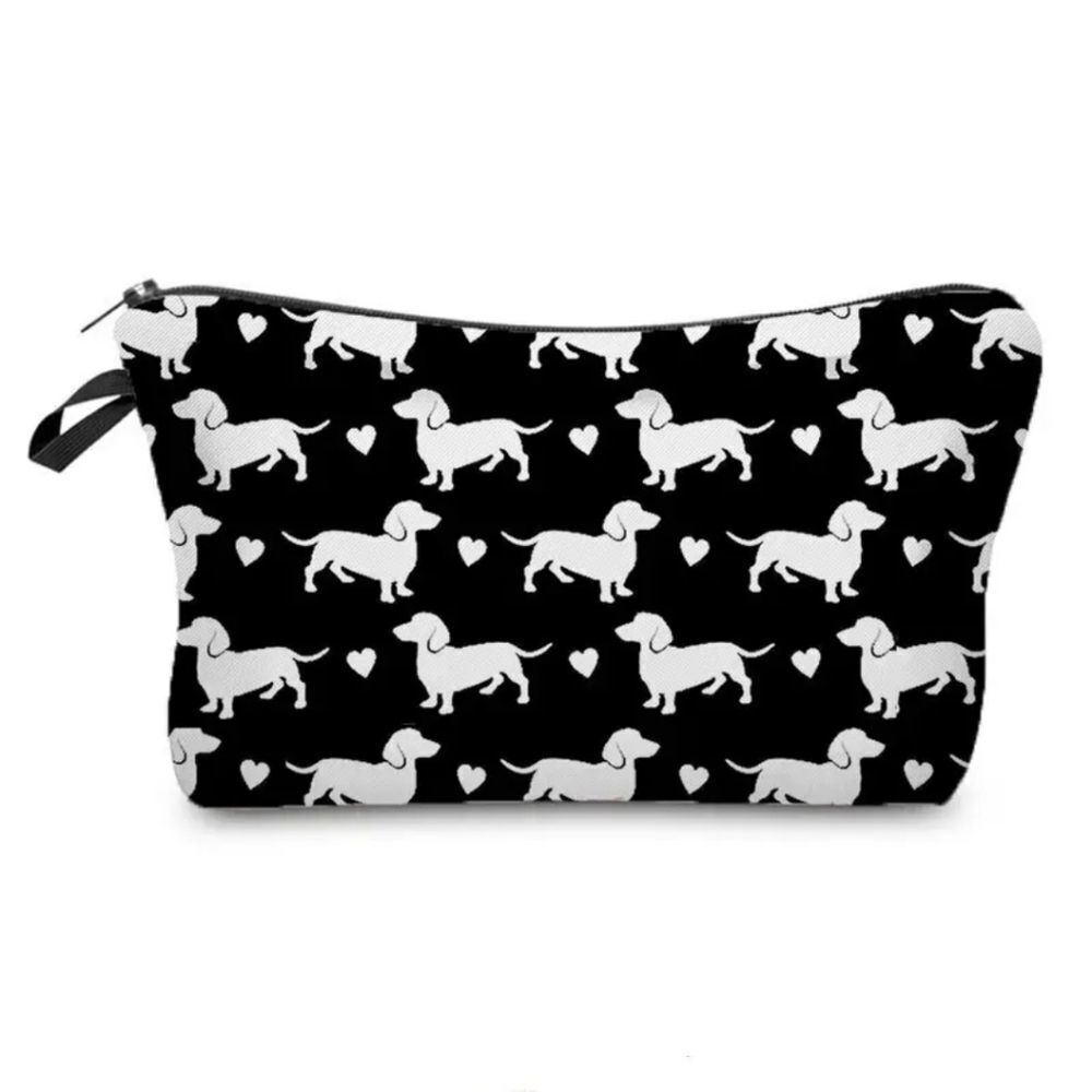 Dachshund Hotdog cosmetic bag zipper pouch carry case weiner dog
